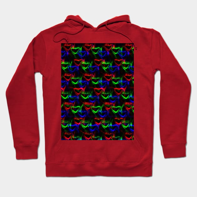 RGB Neon Hearts (MD23Val005) Hoodie by Maikell Designs